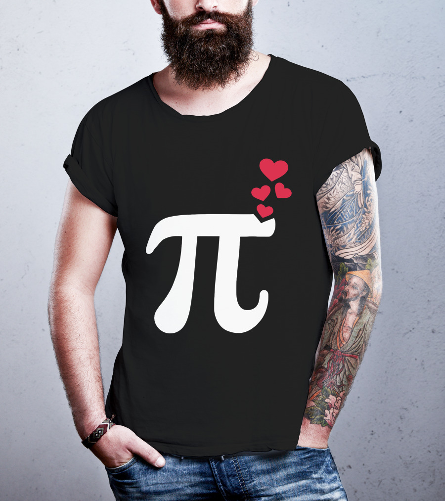 Pi Symbol With Red Hearts T-Shirt