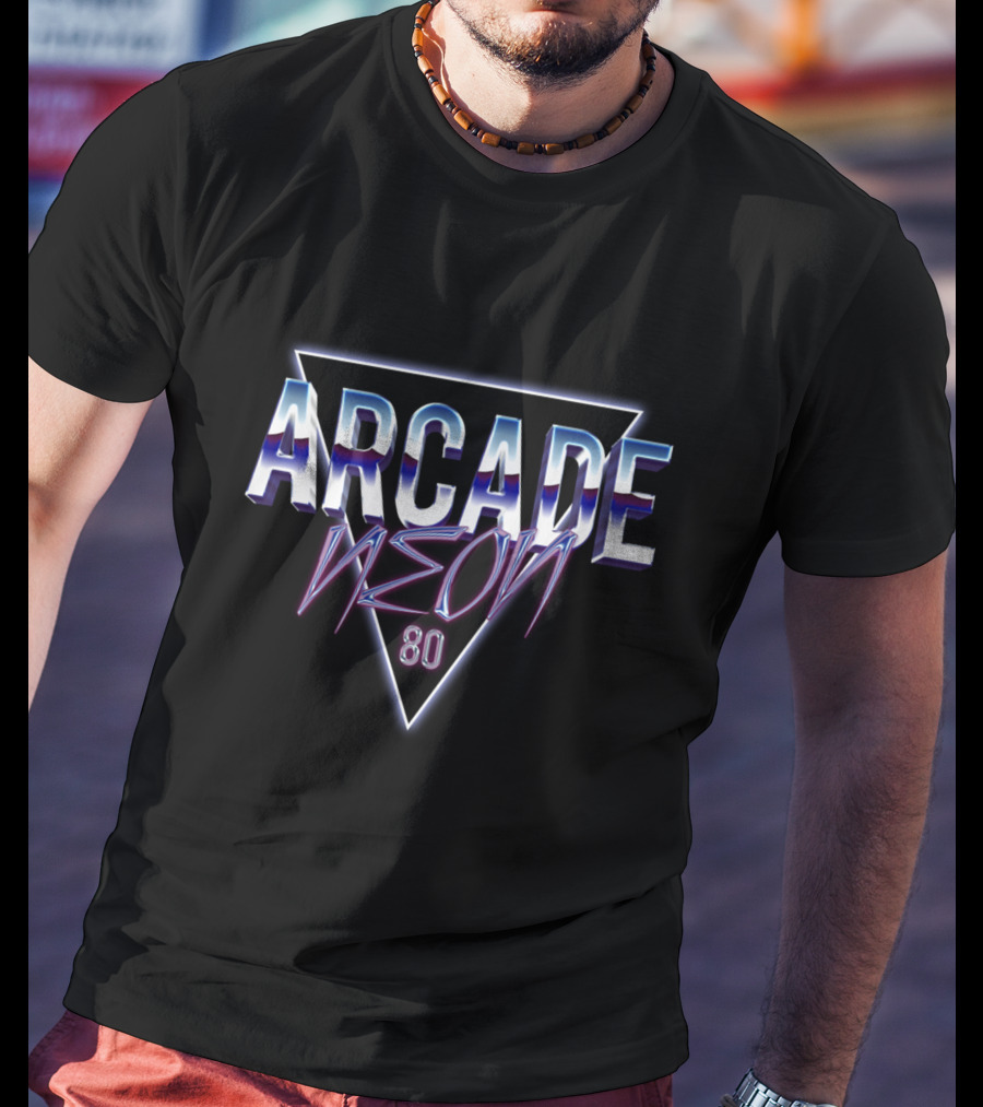 Arcade Neon 80s Retro Triangle T-Shirt