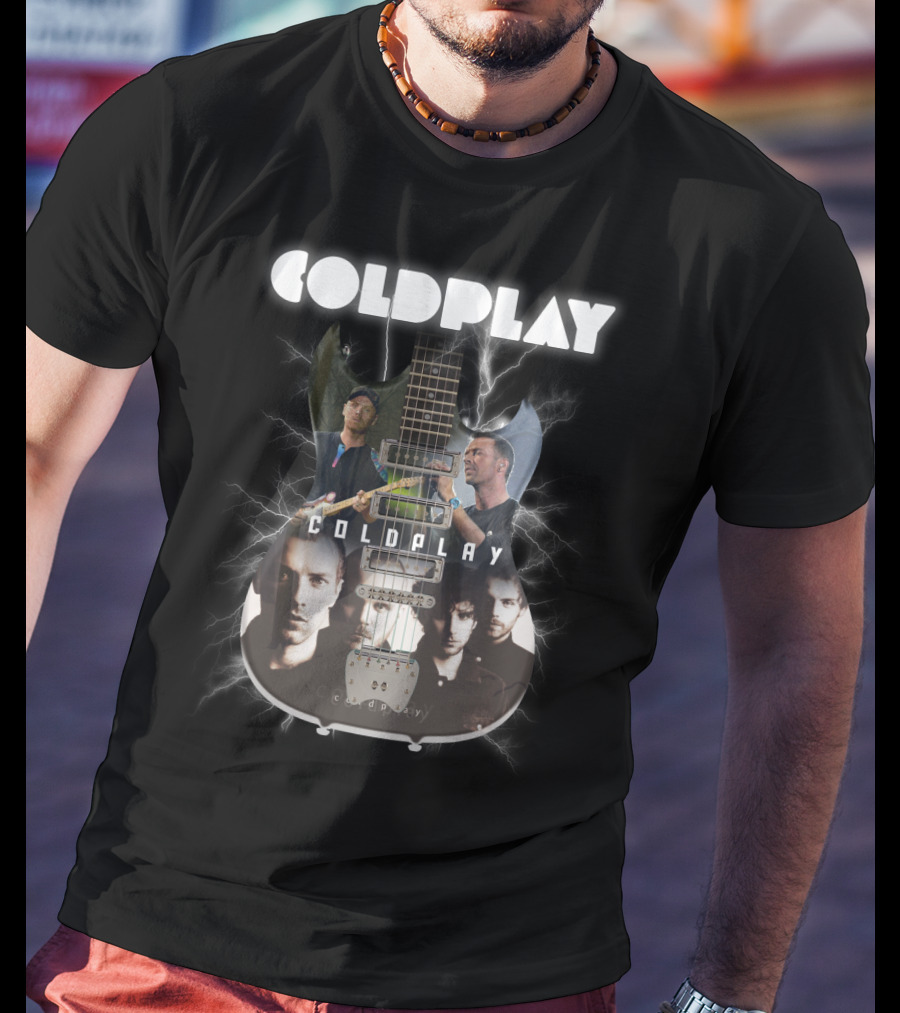 COLDPLAY Electric Guitar Lightning Portraits T-Shirt