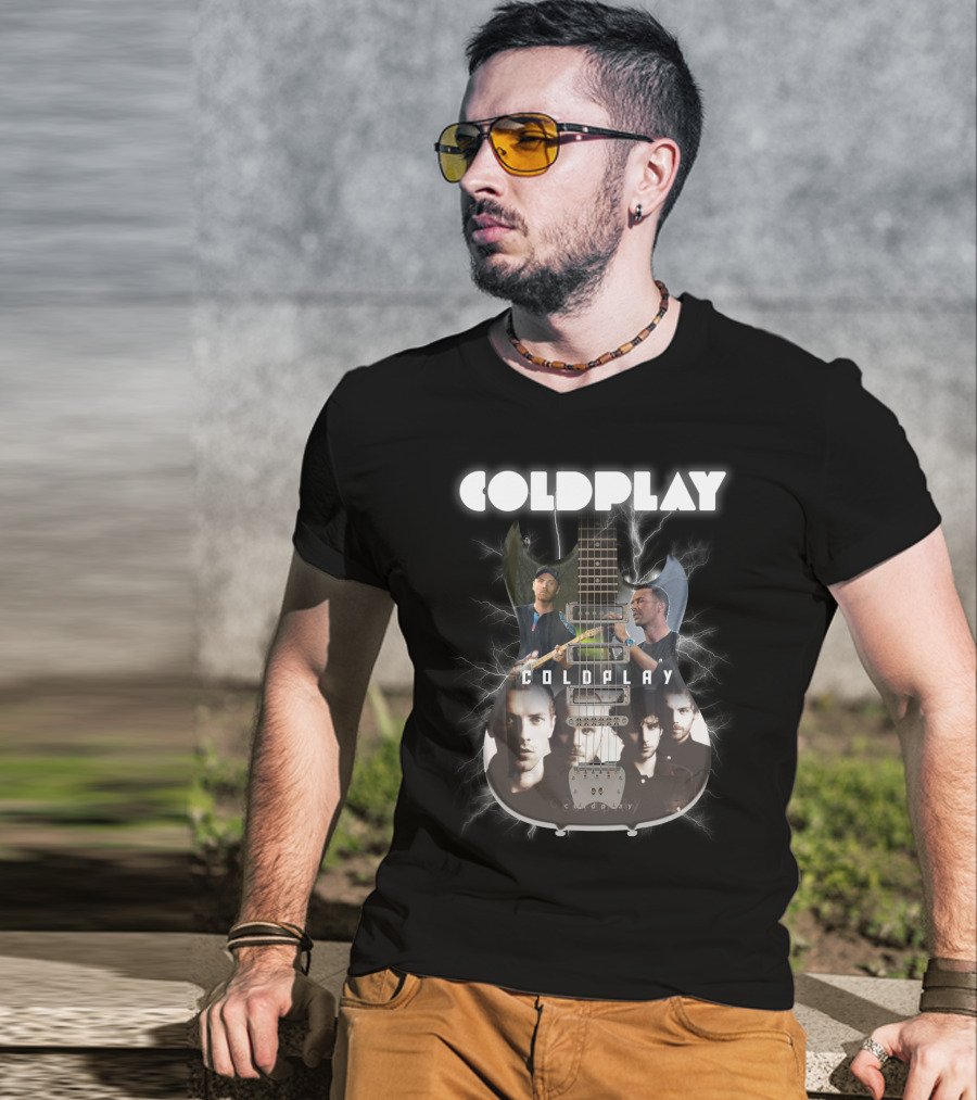 COLDPLAY Electric Guitar Lightning Portraits T-Shirt