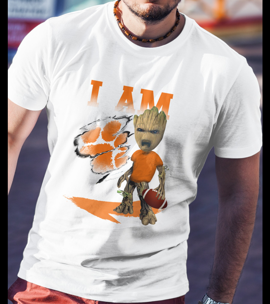 I AM Clemson Tiger Groot Football T-Shirt