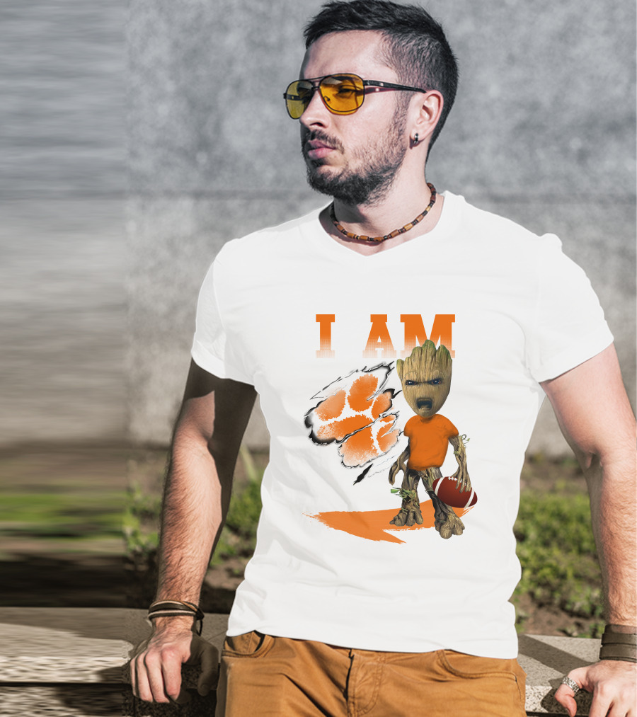 I AM Clemson Tiger Groot Football T-Shirt