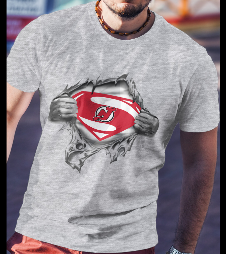 New Jersey Devils Superman Iconic Logo Fusion T-Shirt