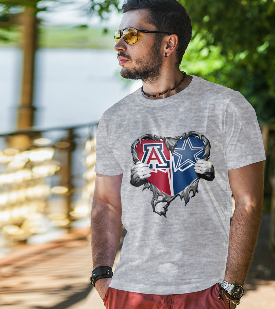 Cowboys And Arizona Wildcats Heart T-Shirt