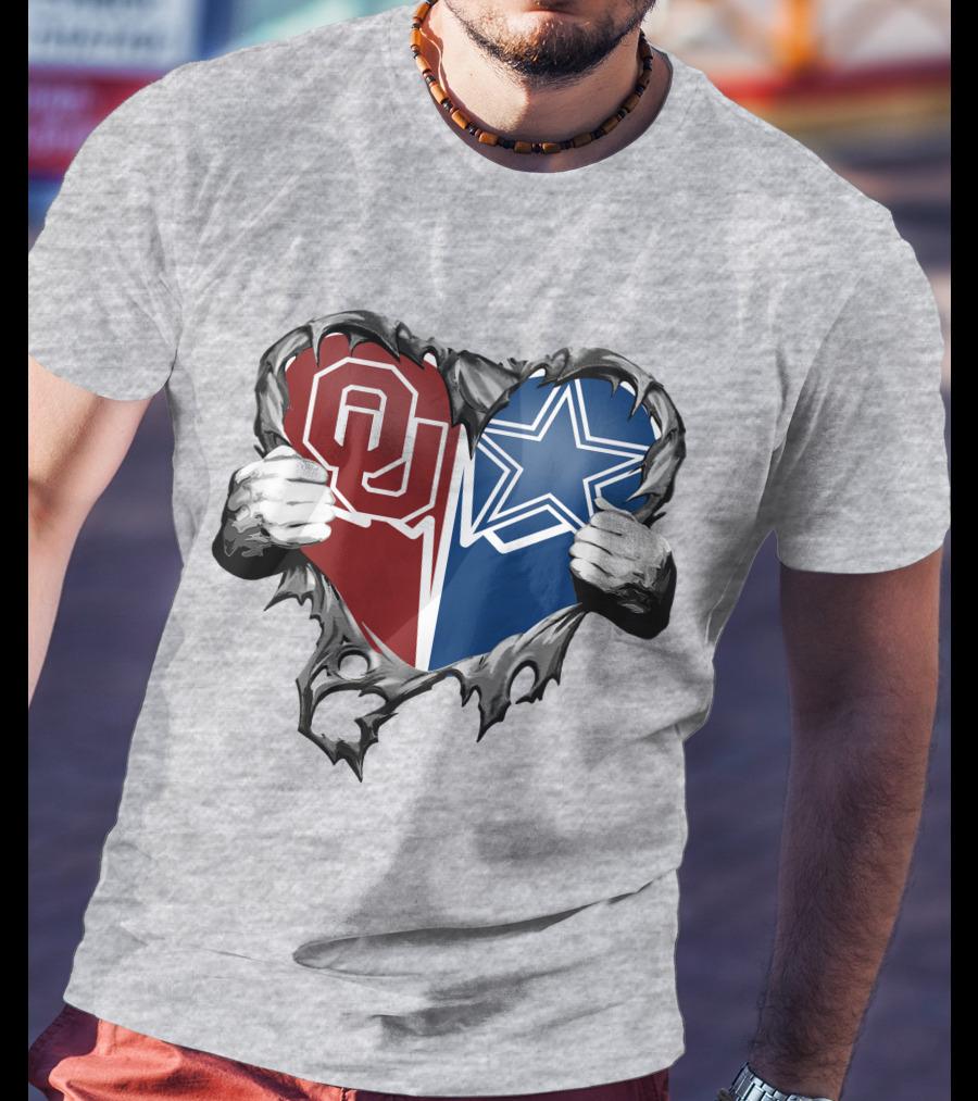 Cowboys And Sooners Heart Oklahoma And Dallas Fans T-Shirt