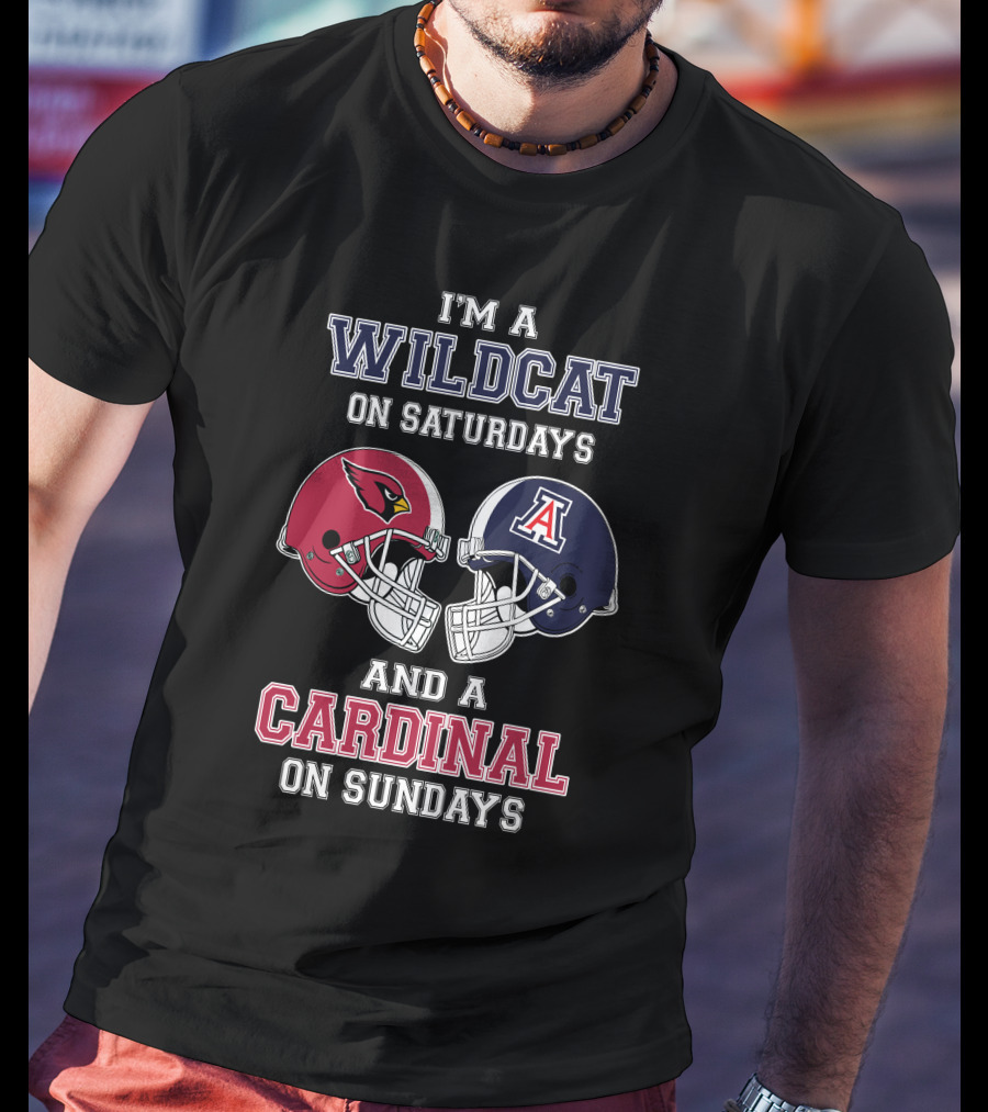 Wildcat On Saturdays Cardinal On Sundays Football Helmets T-Shirt