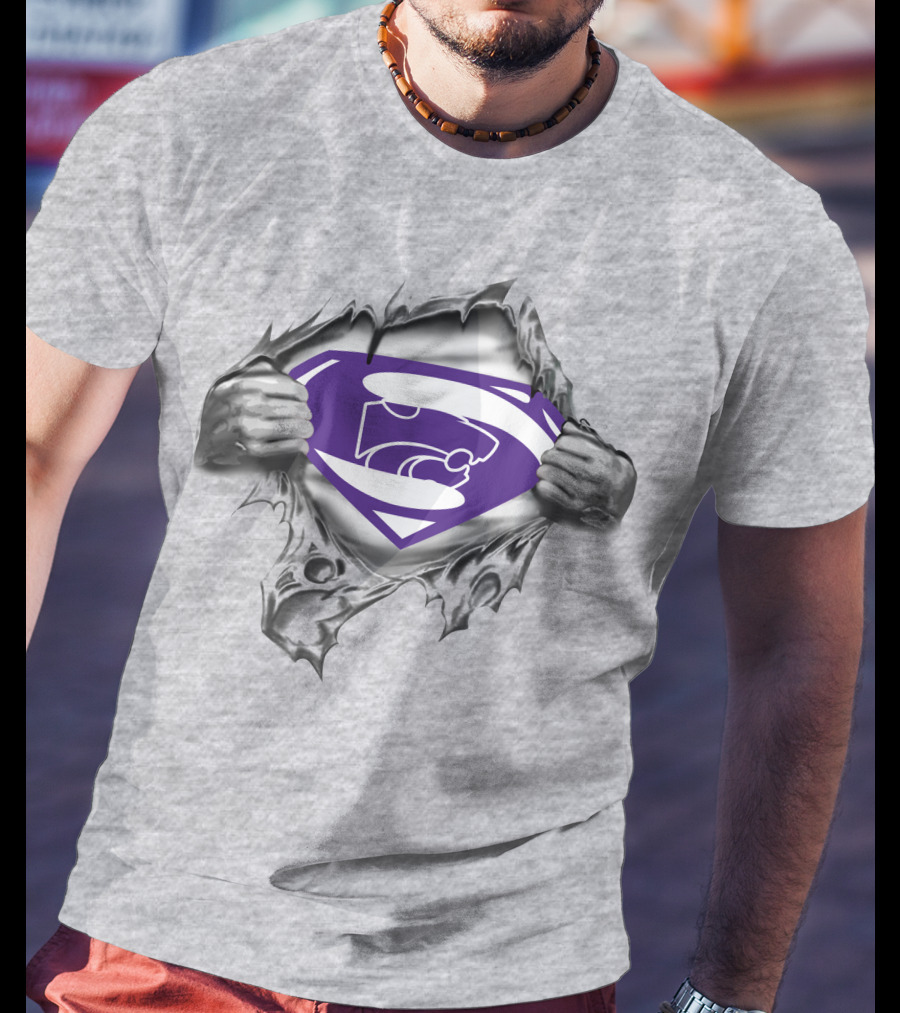Kansas State Wildcats Superman Logo Ripped Shield T-Shirt