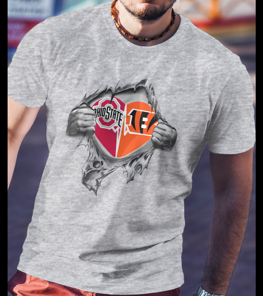 Ohio State Bengals Heart Peeking Through T-Shirt
