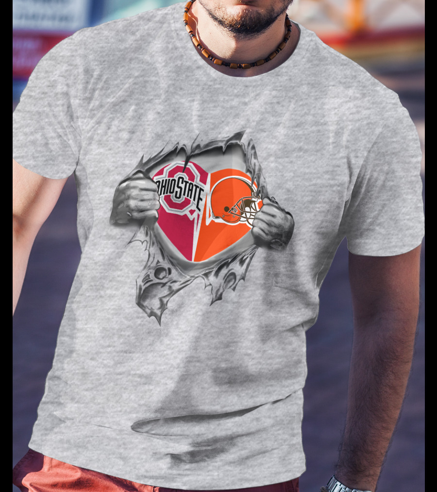 Ohio State Buckeyes Cleveland Browns Heart Inside My Heart T-Shirt