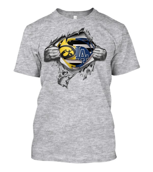 Hawkeyes Dodgers Superman Logo Crossover Emblem T-Shirt
