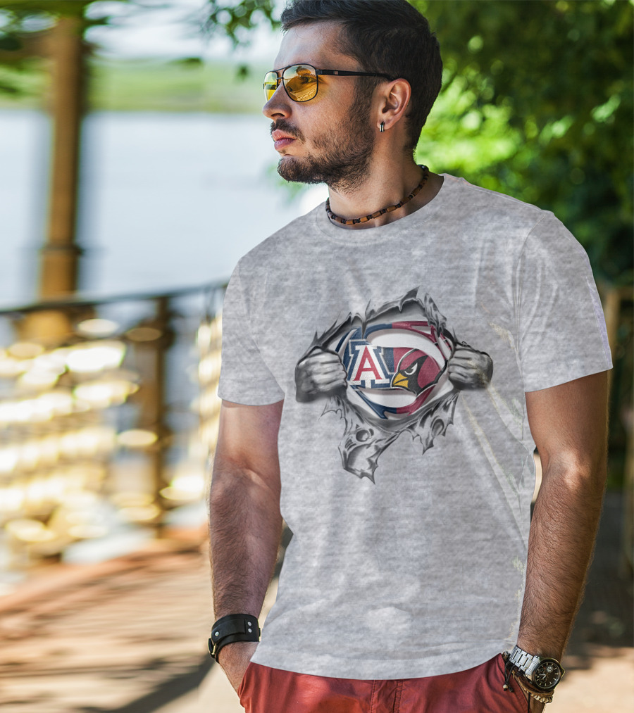 Arizona Wildcats Cardinals Superman Logo Hybrid T-Shirt