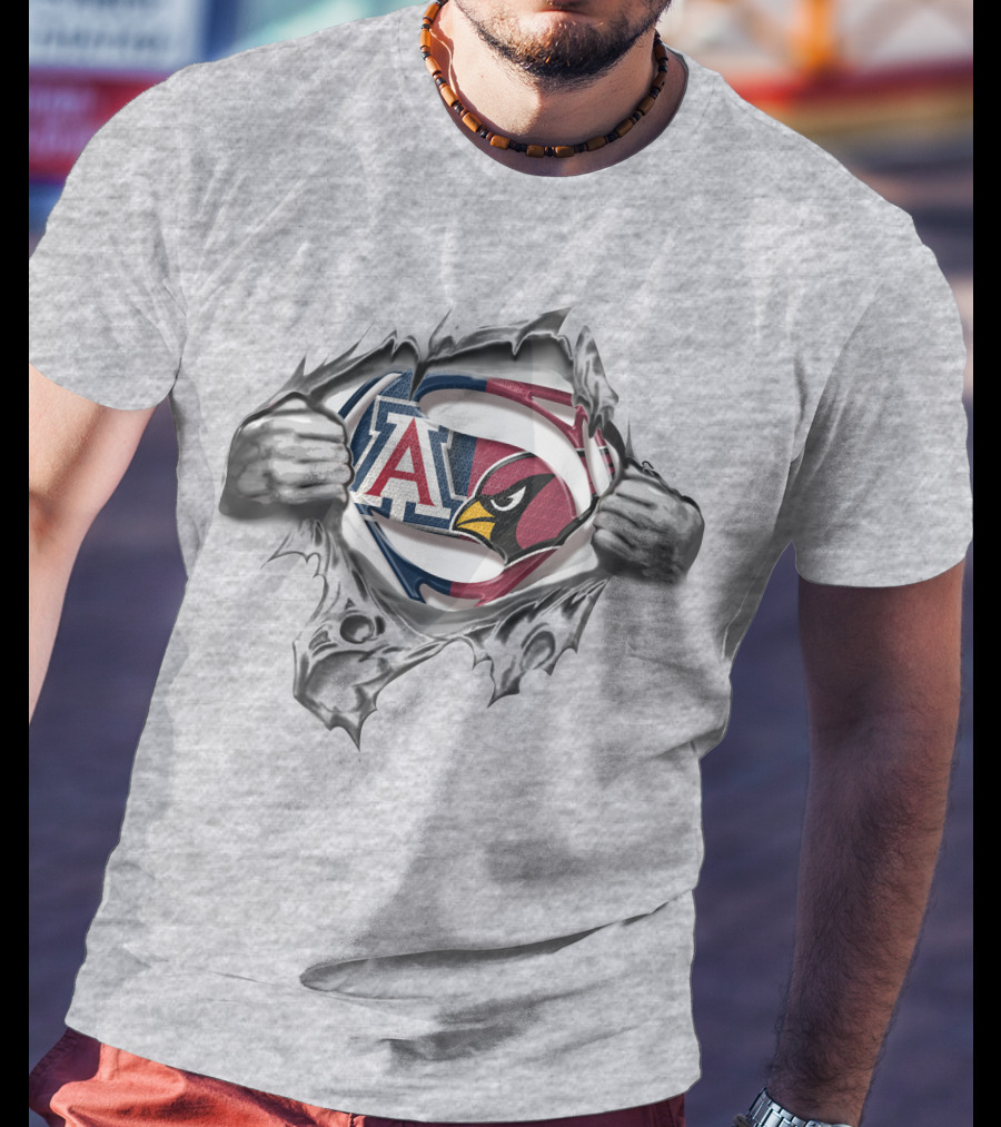 Arizona Wildcats Cardinals Superman Logo Hybrid T-Shirt