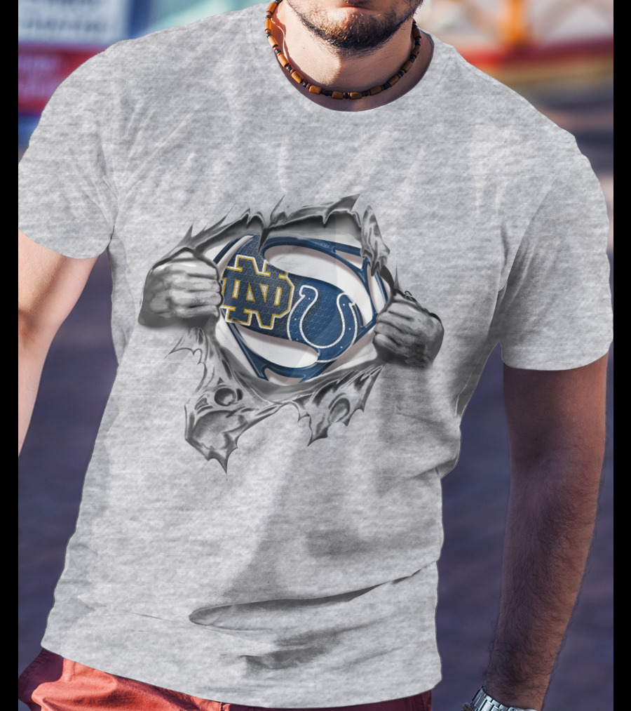 Notre Dame Colts Superhero Logo Fusion T-Shirt