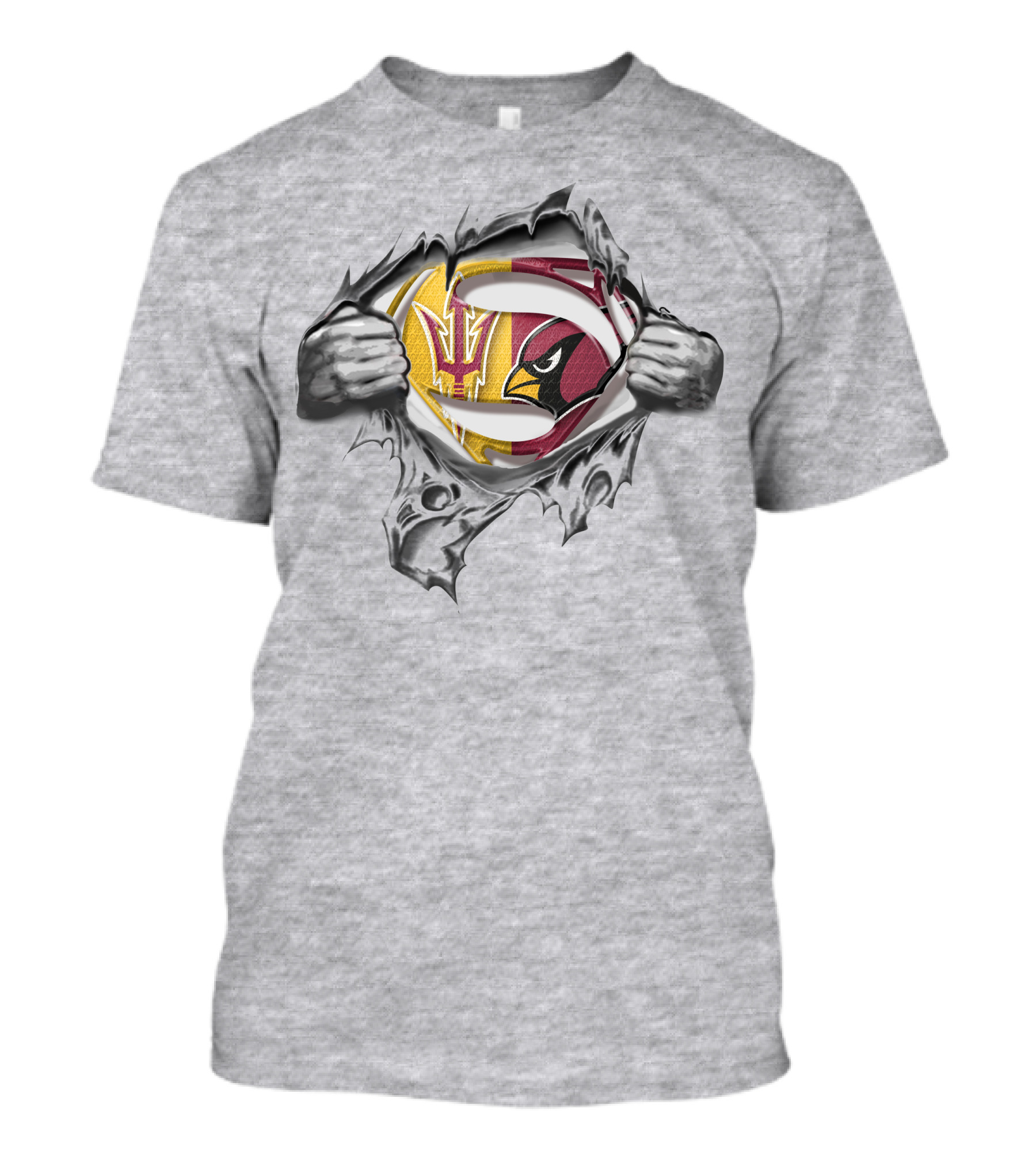 Arizona State Devils Cardinals Super Man Logo Mashup T-Shirt