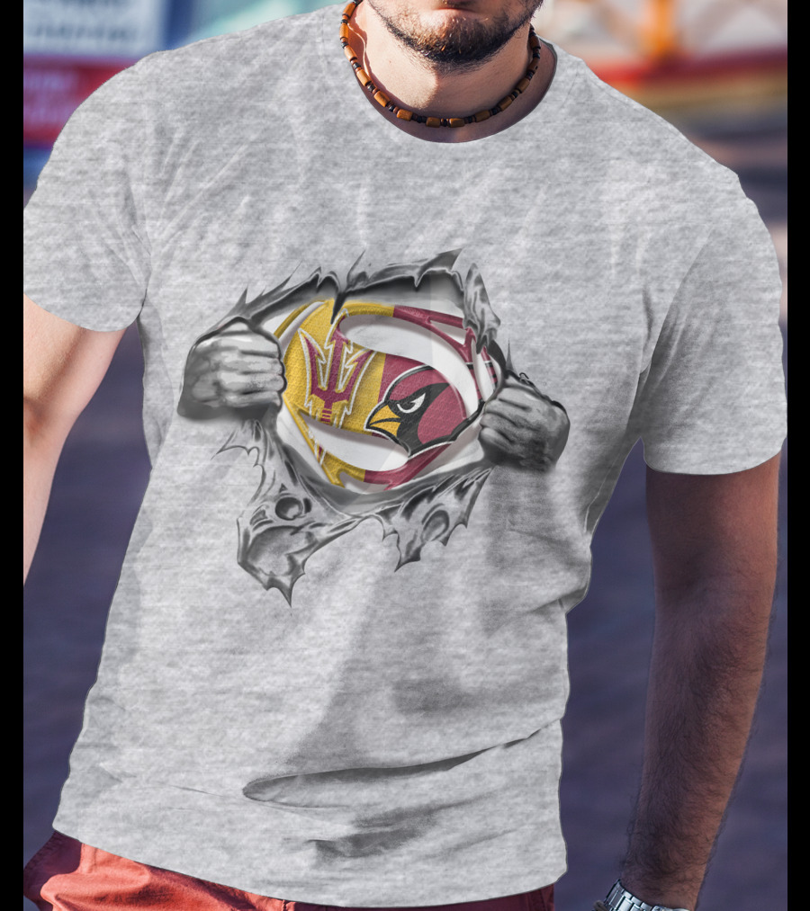 Arizona State Devils Cardinals Super Man Logo Mashup T-Shirt