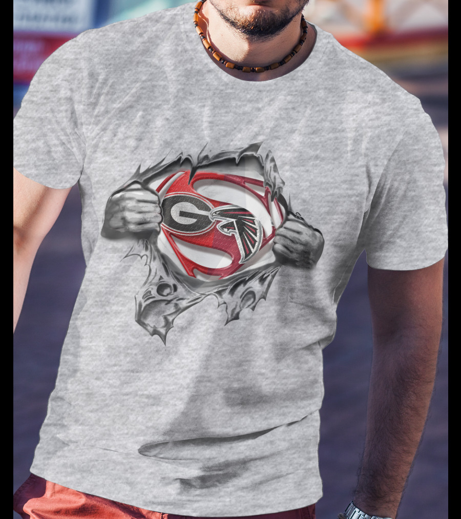 Georgia Bulldogs Atlanta Falcons Superman Logo Fusion T-Shirt