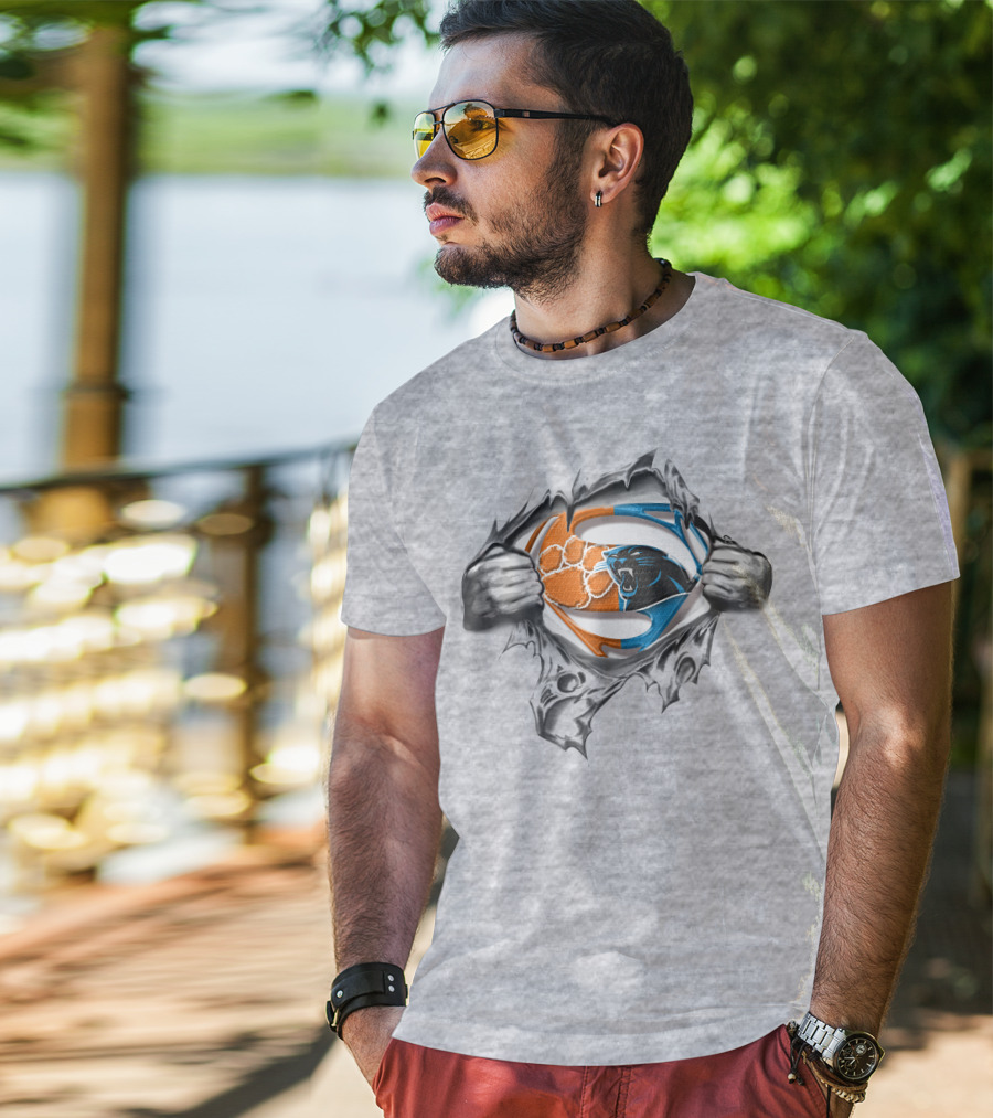 Panthers CLEMSON Superman Logo Rip T-Shirt