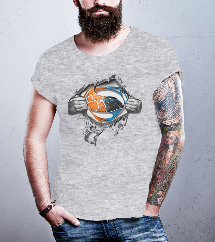 Panthers CLEMSON Superman Logo Rip T-Shirt