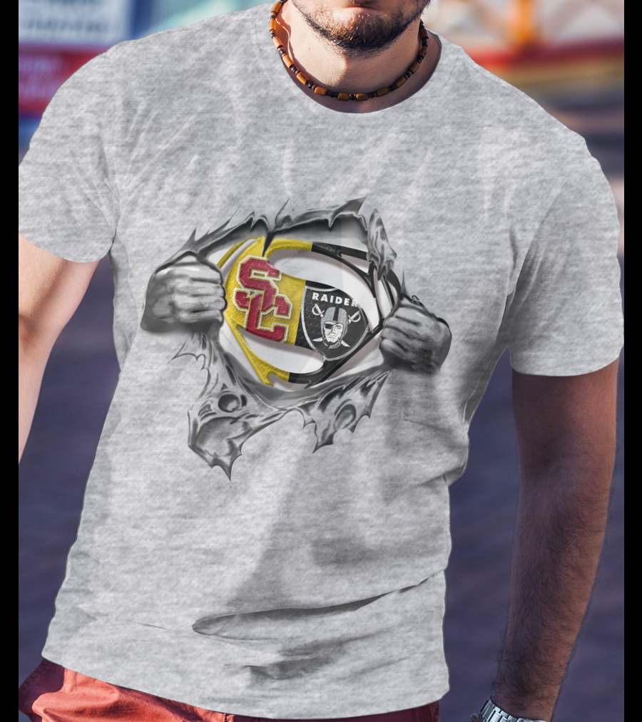 USC Trojans Raiders Superhero Fusion T-Shirt