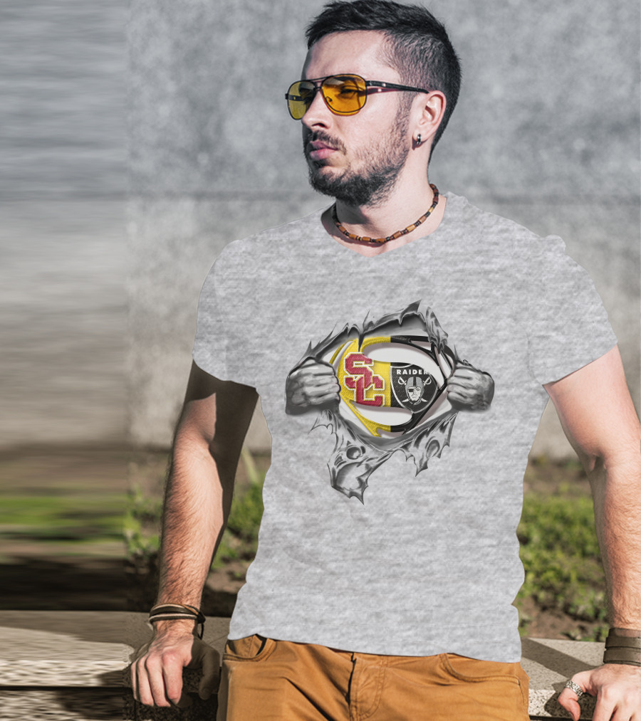 USC Trojans Raiders Superhero Fusion T-Shirt