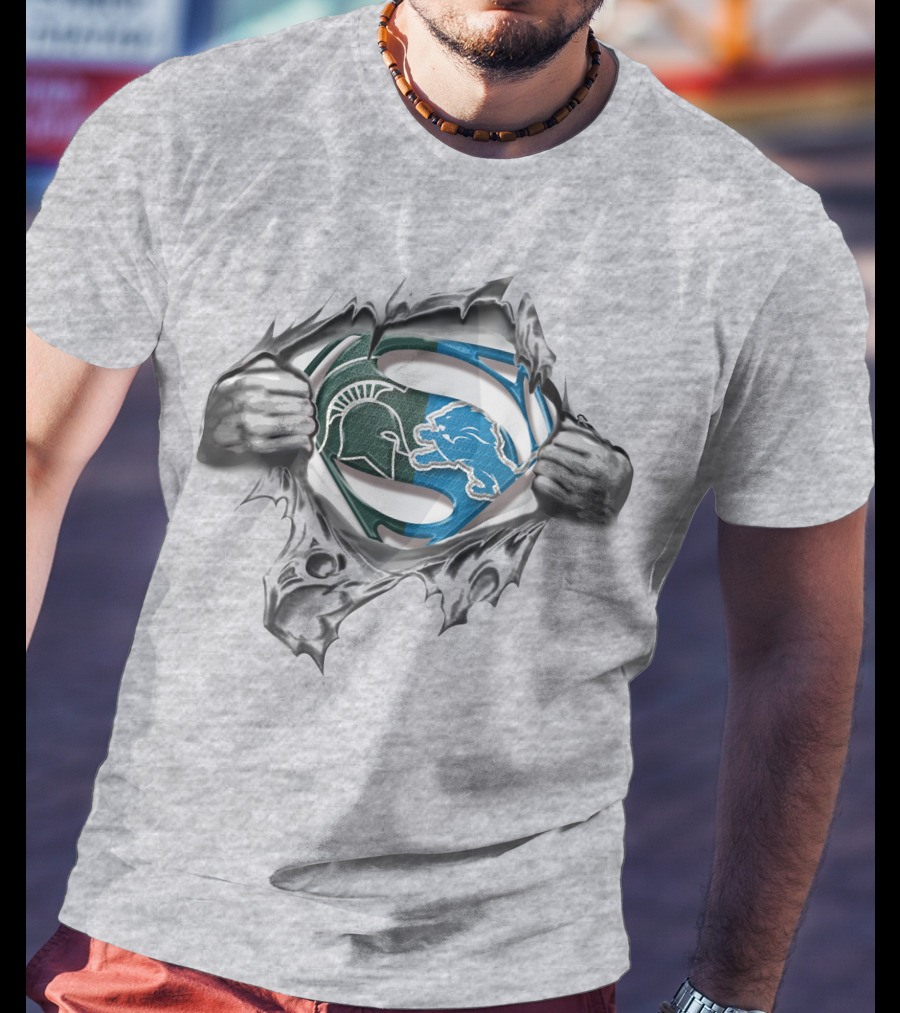 Spartans Lions Superman Logo Fusion T-Shirt
