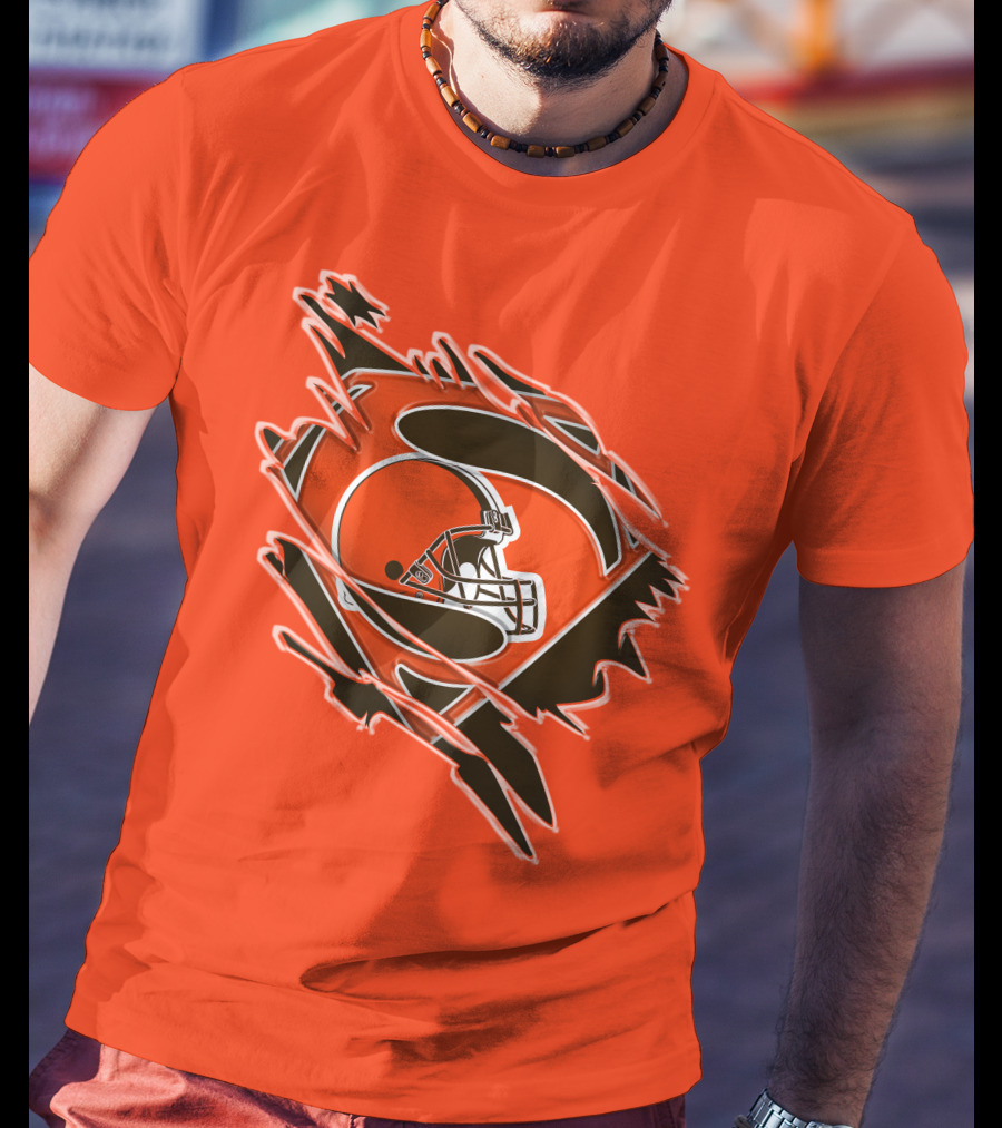 Cleveland Browns Superman Logo Helmet Icon Superhero Fan T-Shirt