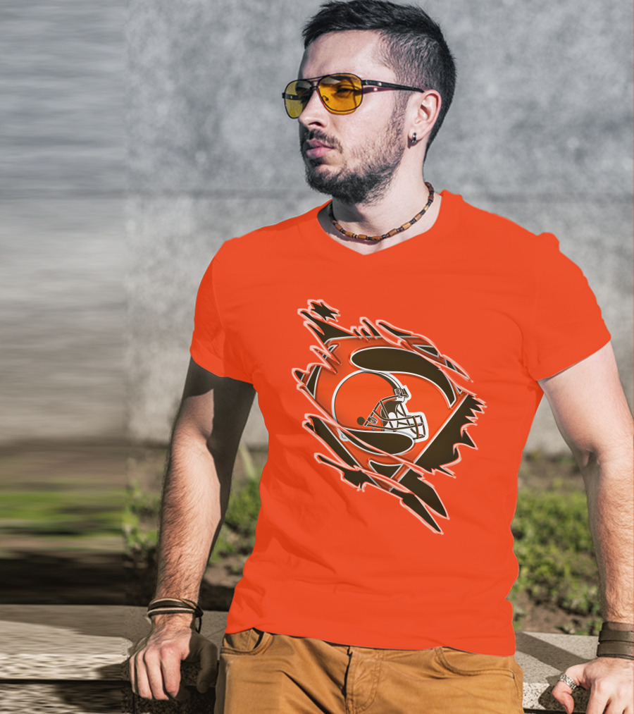 Cleveland Browns Superman Logo Helmet Icon Superhero Fan T-Shirt