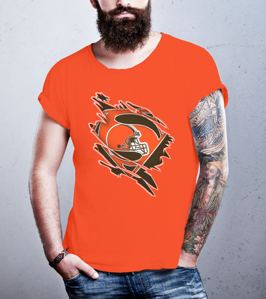 Cleveland Browns Superman Logo Helmet Icon Superhero Fan T-Shirt