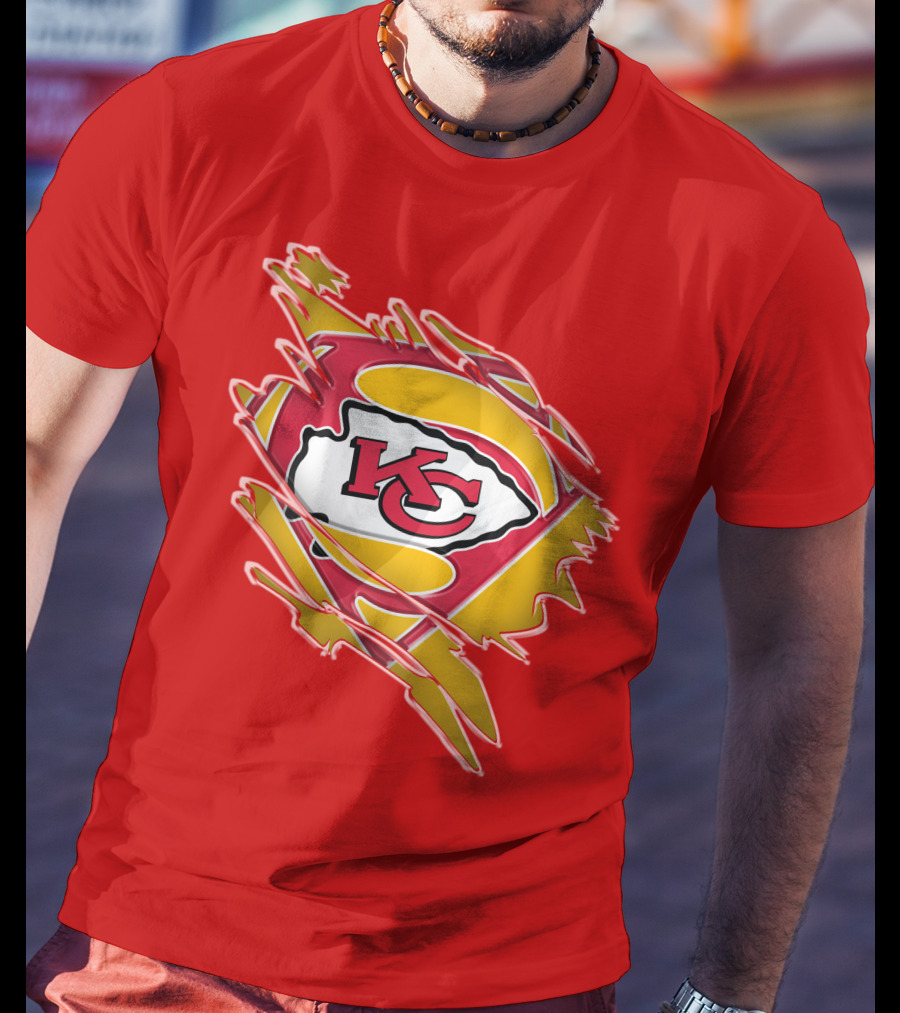 Kansas City Chiefs Super Man Logo Design Red T-Shirt