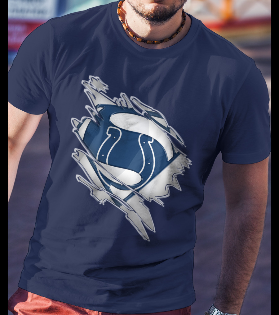 Colts Superman Logo Ripped Effect T-Shirt