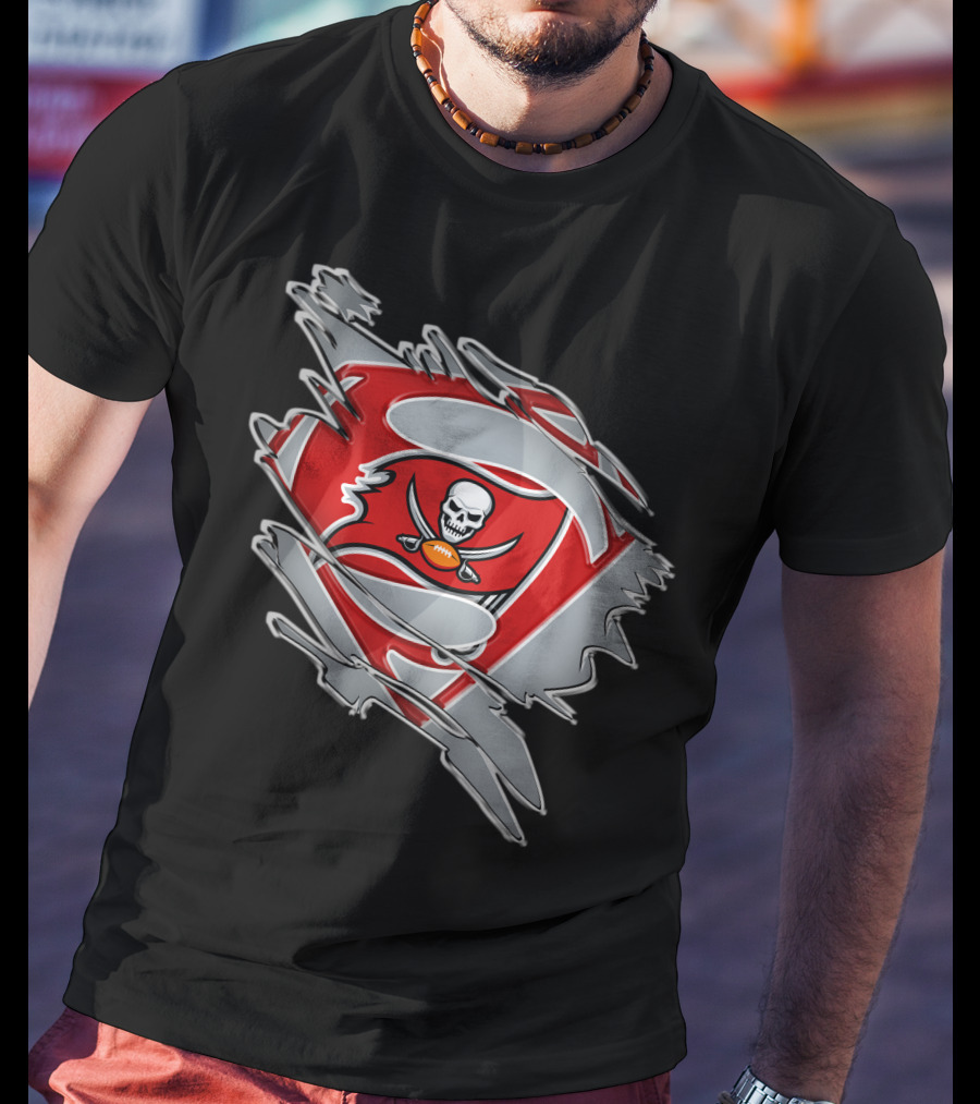 Buccaneers Super Bowl Superman Shield Logo Fusion T-Shirt