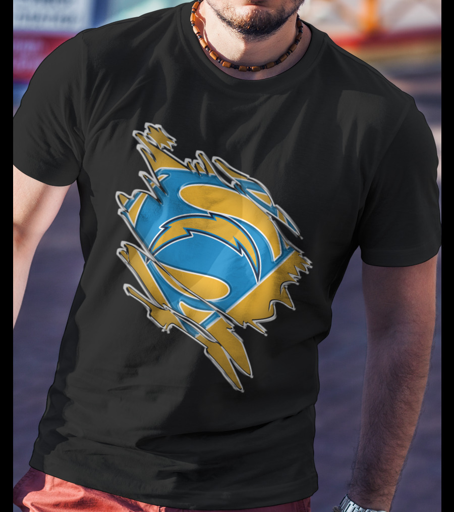 Chargers Superman Logo Blue And Yellow Comic Book T-Shirt