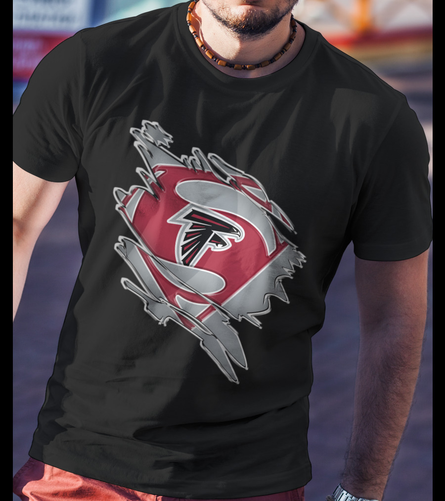 Atlanta Falcons Logo Man Of Steel Super Hero Emblem T-Shirt