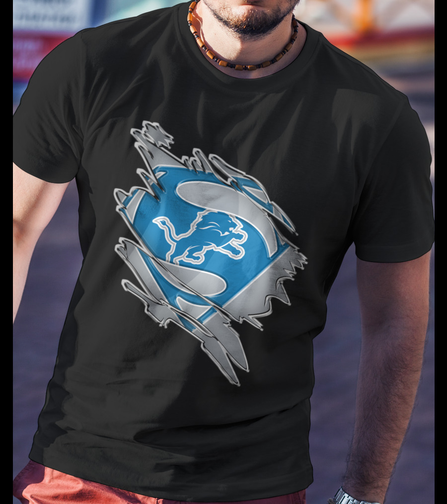 Detroit Lions Superman Logo Mashup T-Shirt