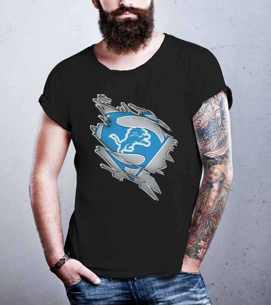 Detroit Lions Superman Logo Mashup T-Shirt
