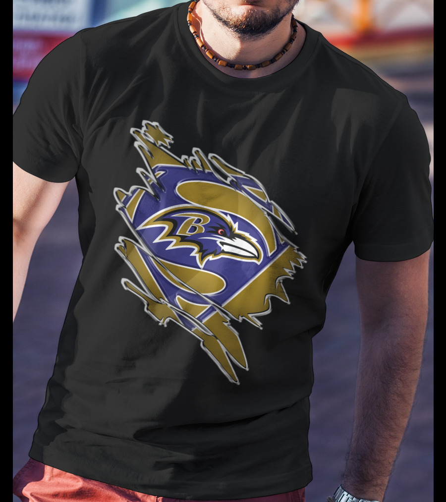 Baltimore Ravens Superhero Logo Burst T-Shirt