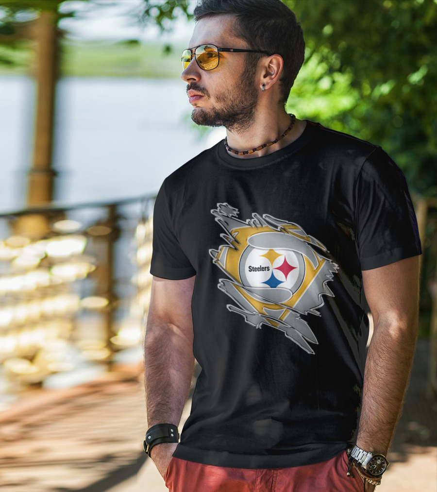 Steelers Logo Superhero Ripped T-Shirt