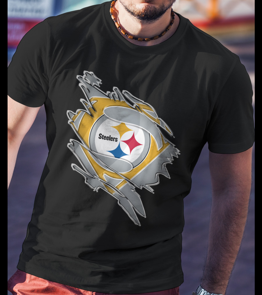 Steelers Logo Superhero Ripped T-Shirt