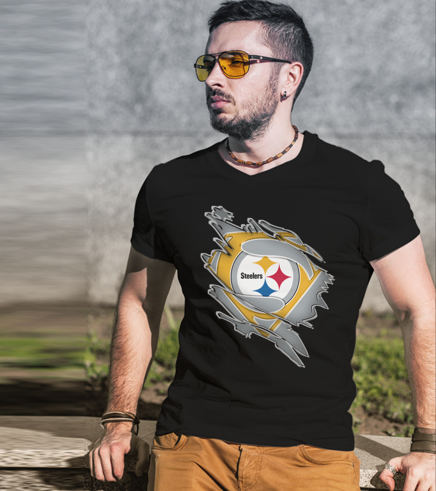 Steelers Logo Superhero Ripped T-Shirt