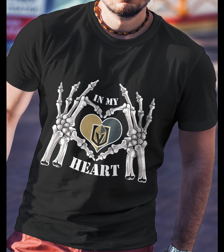 Knights Golden Emblem In My Heart Surrounded By Skeleton Hands T-Shirt