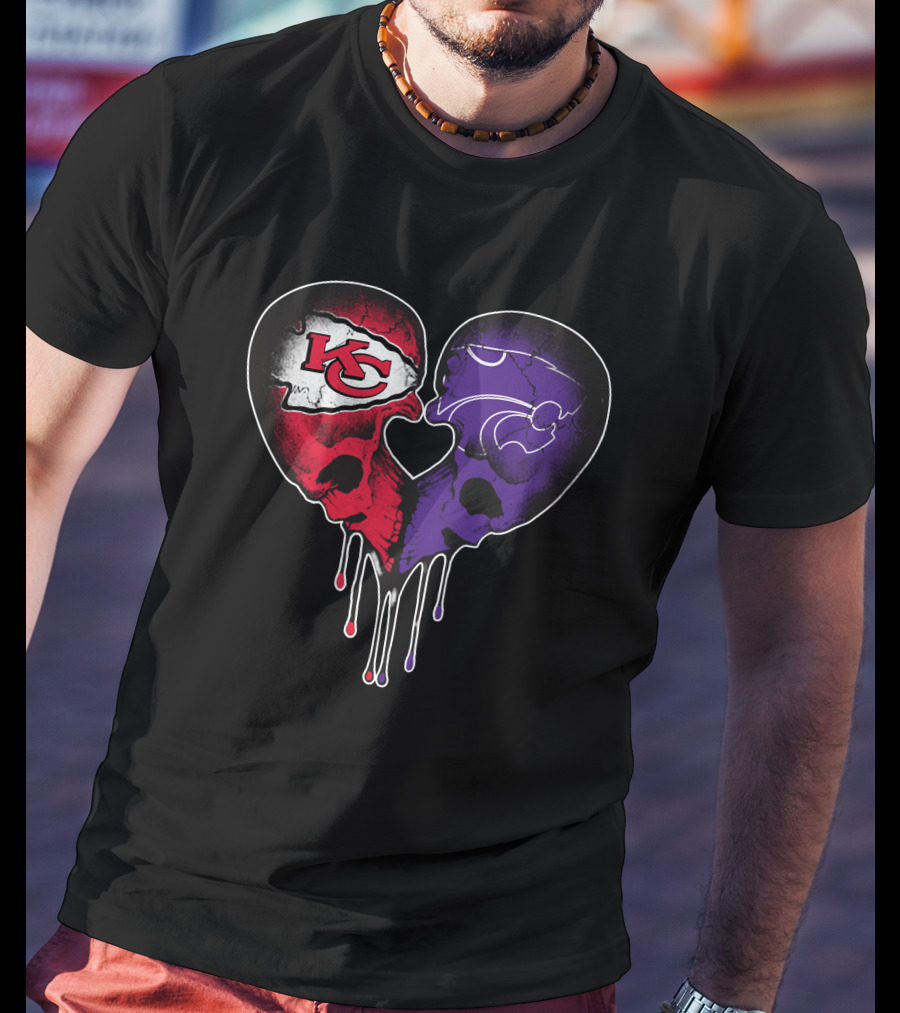 Chiefs Wildcats Heart Skulls T-Shirt