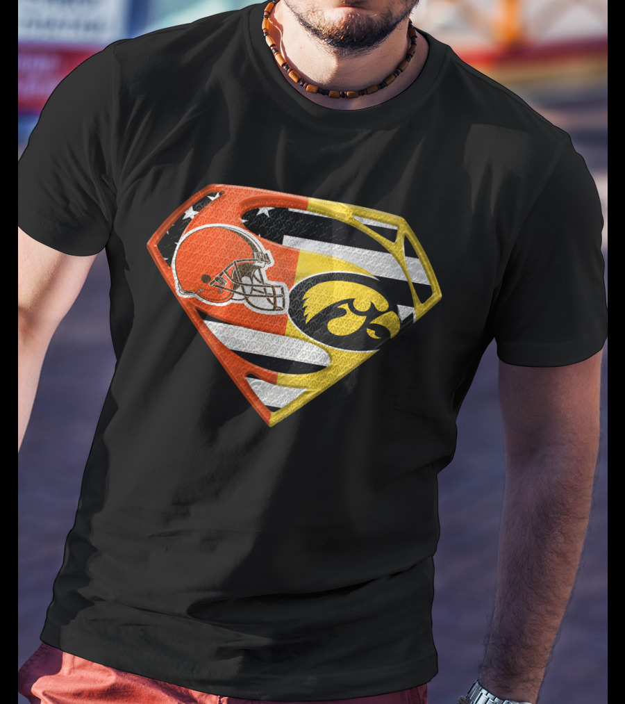 Cleveland Browns Iowa Hawkeyes Superman Logo Spm T-Shirt