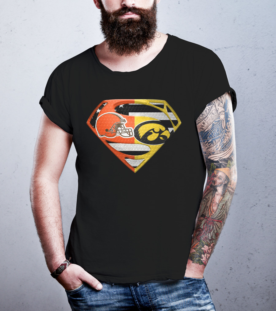 Cleveland Browns Iowa Hawkeyes Superman Logo Spm T-Shirt