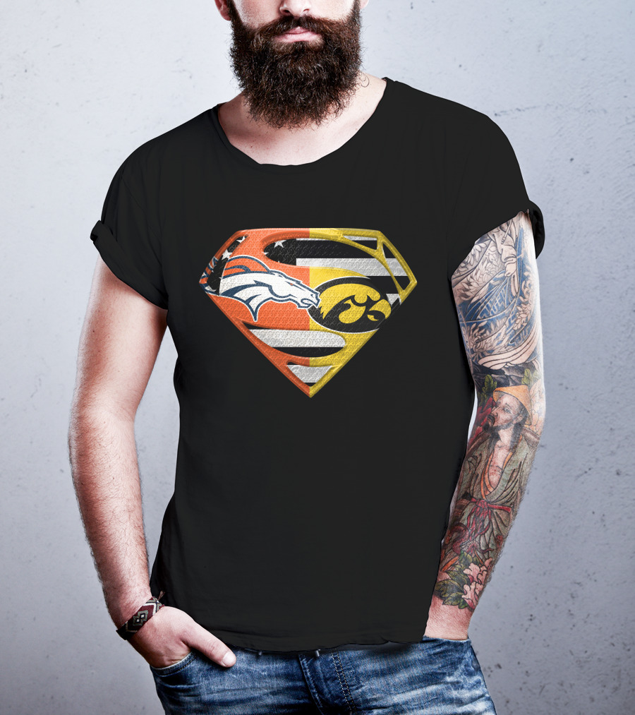 Superman Broncos Hawkeyes Logo Fusion On Spm T-Shirt