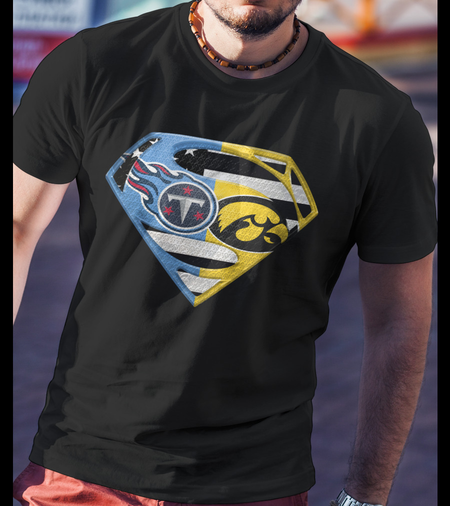 Superman Logo Mashup Titans Iowa Hawkeyes T-Shirt