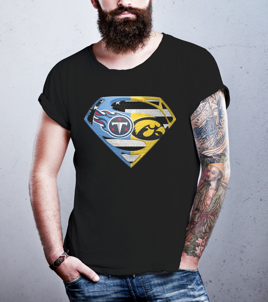 Superman Logo Mashup Titans Iowa Hawkeyes T-Shirt