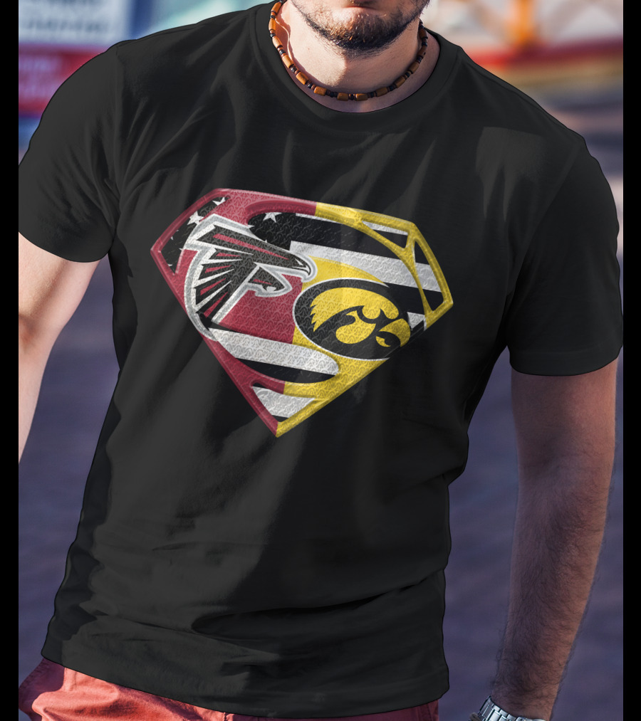Atlanta Falcons Iowa Hawkeyes Superman Logo Fusion Spm T-Shirt