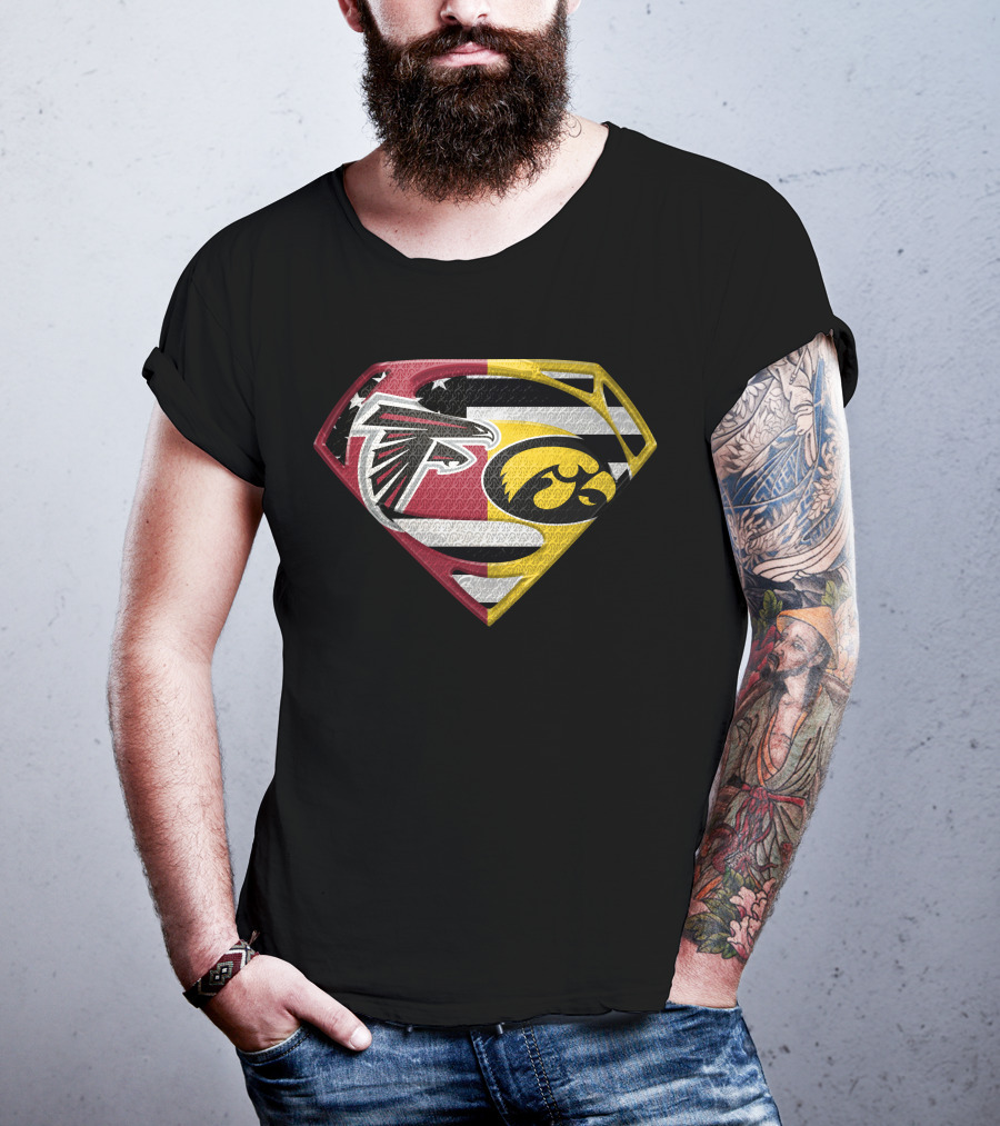 Atlanta Falcons Iowa Hawkeyes Superman Logo Fusion Spm T-Shirt