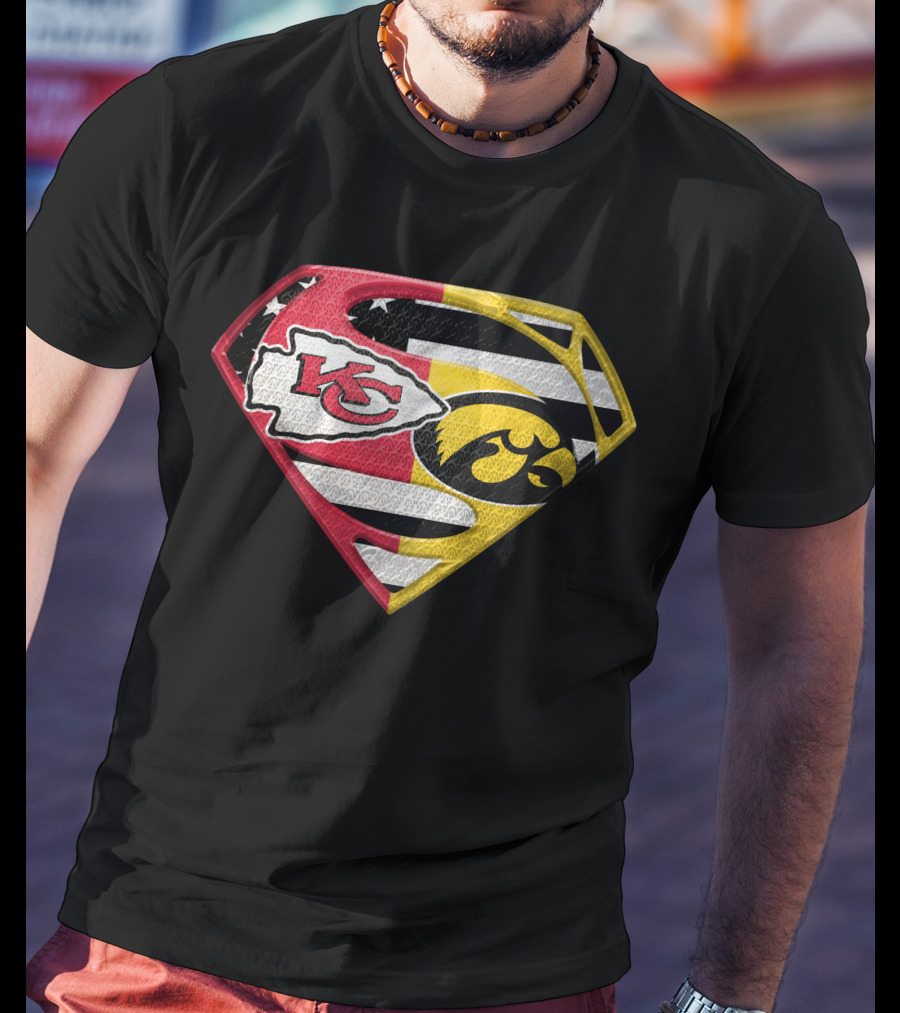 Superman Kc Chiefs Iowa Hawkeyes Flag T-Shirt