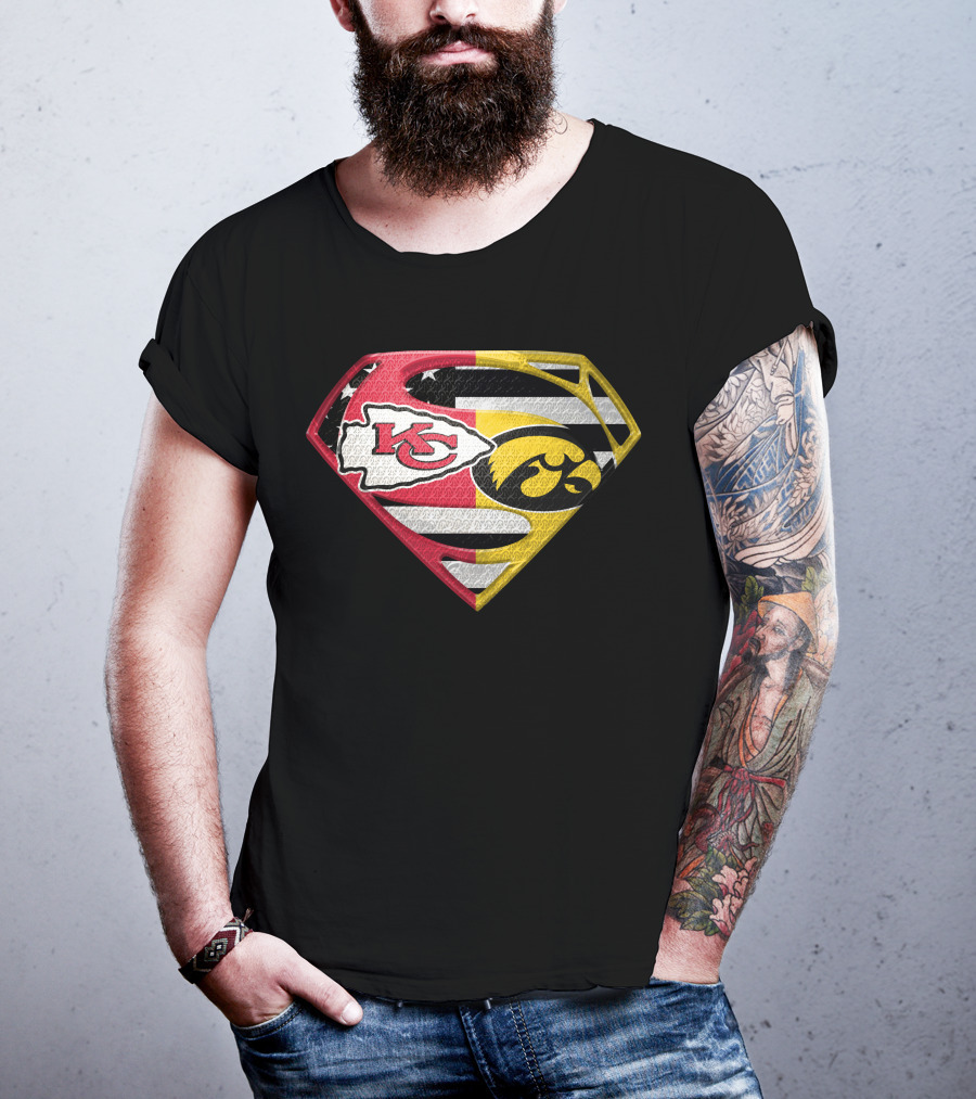 Superman Kc Chiefs Iowa Hawkeyes Flag T-Shirt
